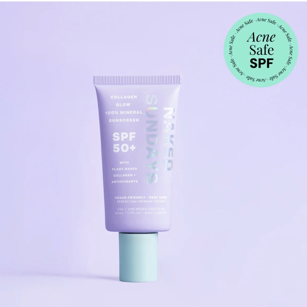 Naked Sundays SPF + 50 Glow 100% Mineral Sunscreen collagen formula